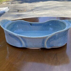 Pale Blue Glazed Hand Thrown Ceramic Rectangle Bowl